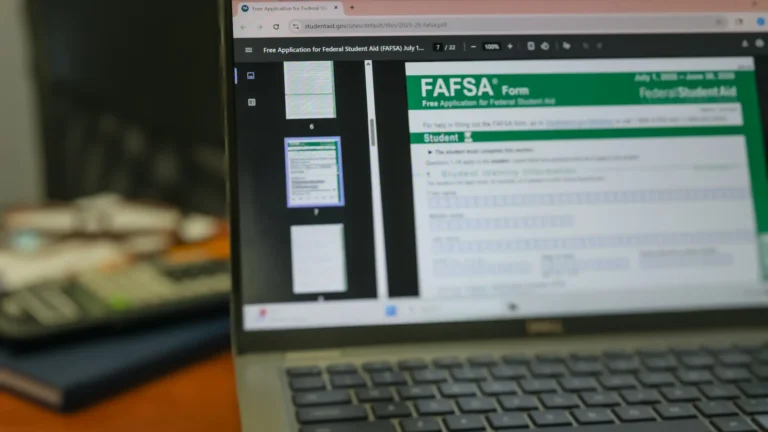 Laptop screens howing FAFSA form
